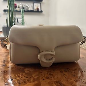 Coach Pillow Tabby 26 Leather Shoulder Bag - Ivory/Brass